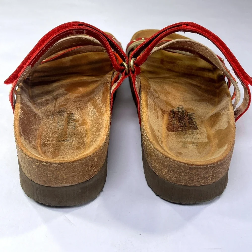 Naot Prescott Sandals Womens 41‎ Poppy Orange Gold Studded Leather Boho Comfort